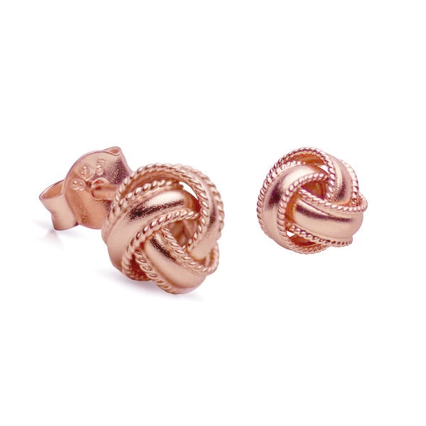 14K Rose Gold Over Sterling Silver Love Knot Earrings | SilverAndGold