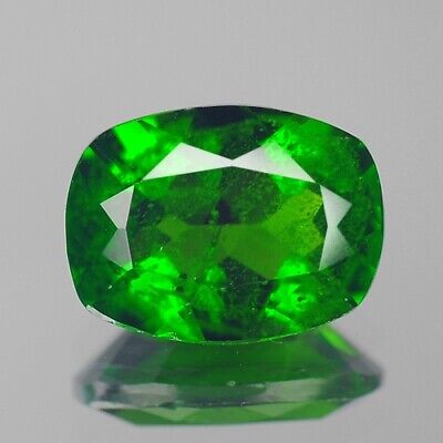 Green Chrome Diopside 1.26 Carat Cushion Cut Loose Gemstone