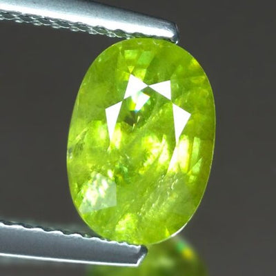 Green Titanite Sphene Oval 2.13 Carat Loose Gemstone