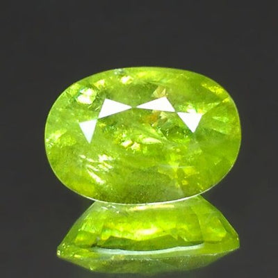 Green Titanite Sphene Oval 2.13 Carat Loose Gemstone