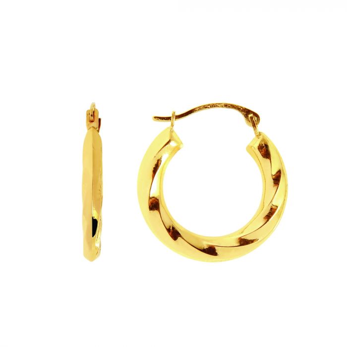 14K Gold Twist Hoop Earring