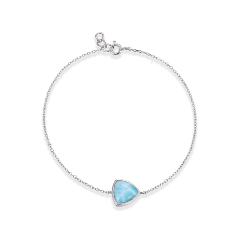 Larimar Trianglular Silver Adjustable Bracelet